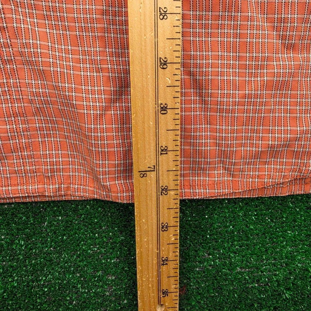The North Face Technical Hiking Shirt Mens XL Orange Plaid Button Up‎ Outdoors